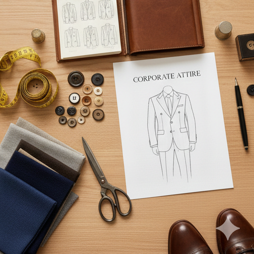 Custom suit sketch with fabric swatches